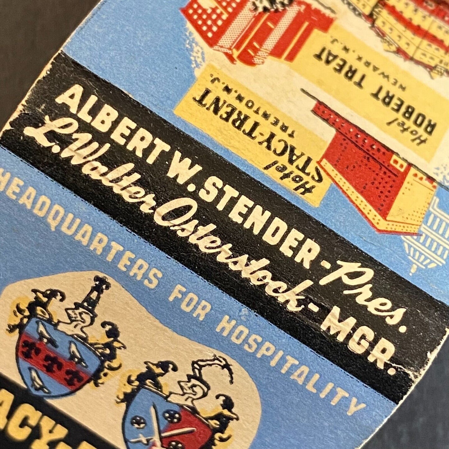 Stacy Trent Hotel Trenton, NJ Mostly Full (-5) Matchbook c1940's-50's