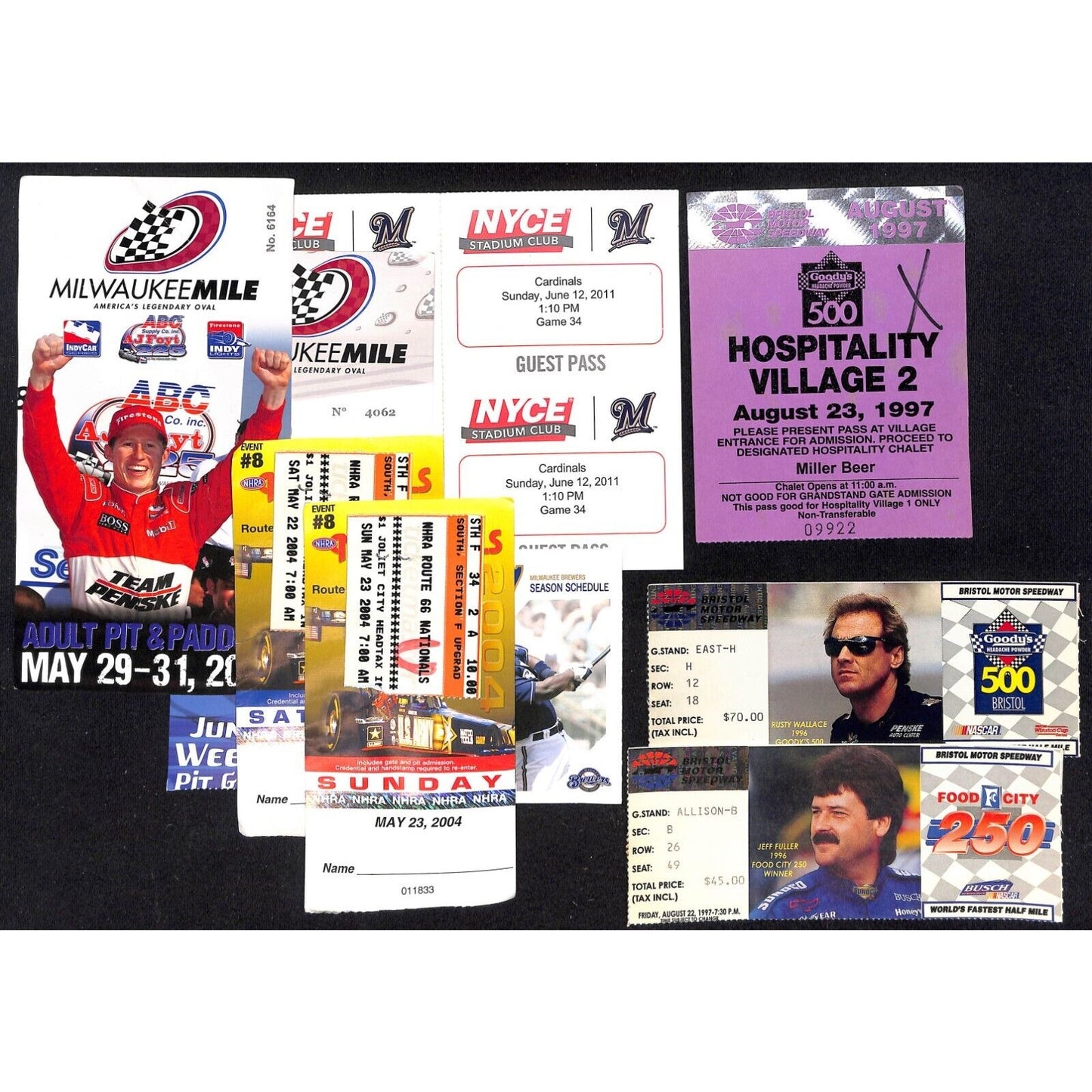 Group of 15 Mostly Milwaukee Area 1997-2011 Sports Events Tickets & Ephemera