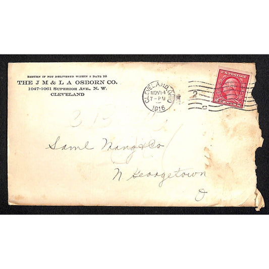 J M & L A Osborn Co. Cleveland / Samuel Wang Co* North Georgetown 1916 Cover