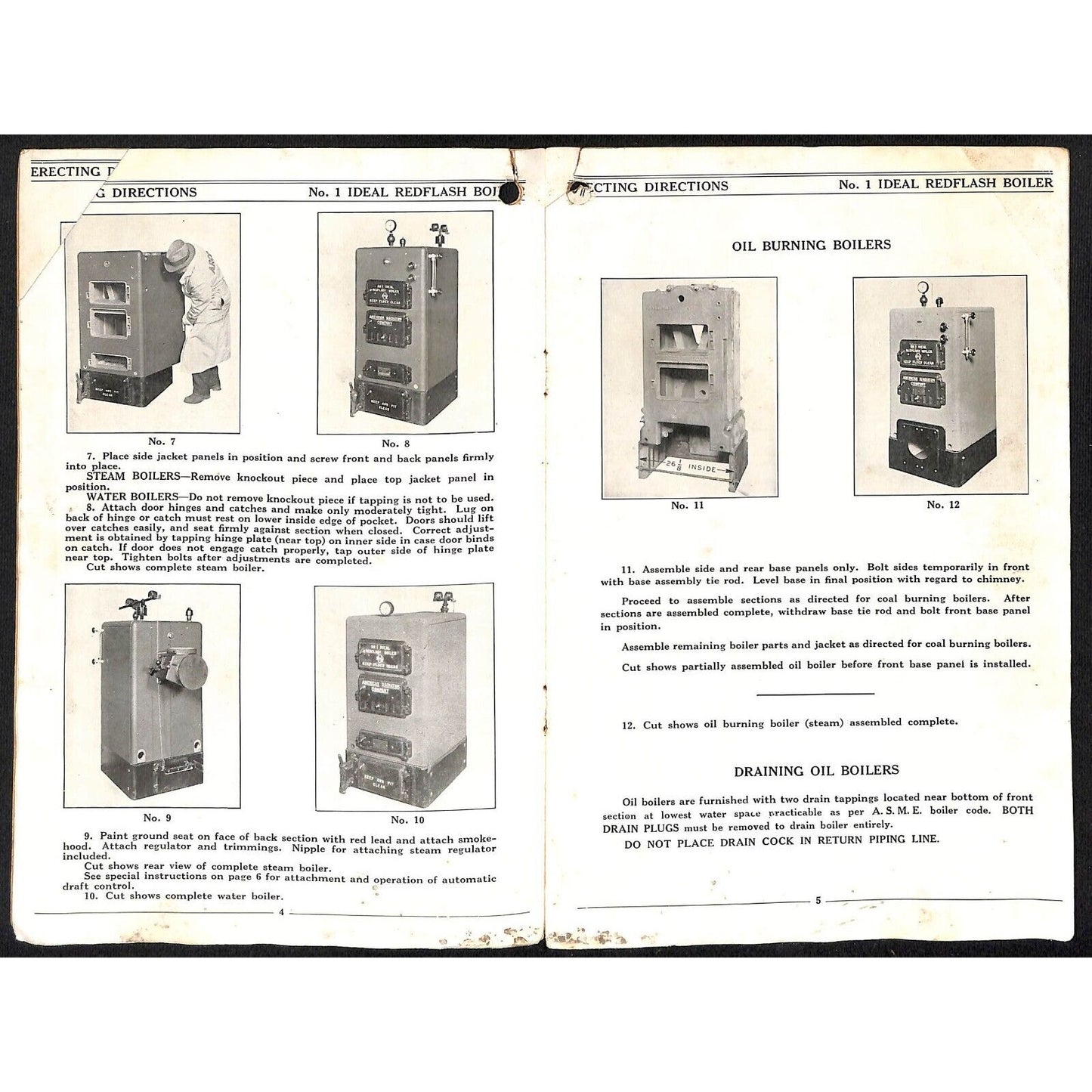 American Radiator 1935 No. 1 Ideal Redflash Boilers Erecting Instructions 12pp
