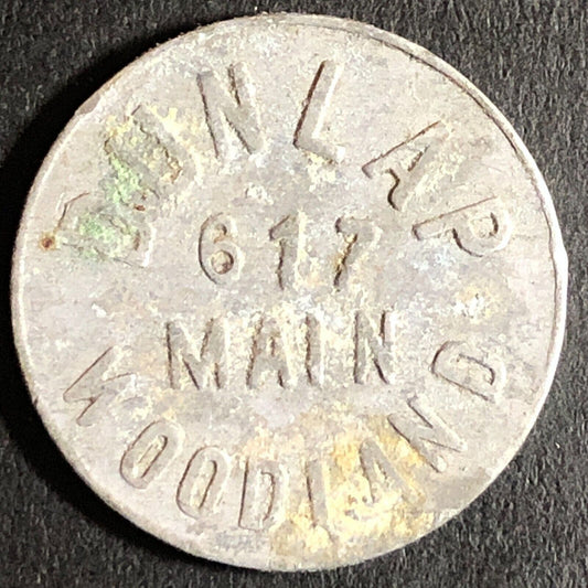 Dunlap (Cigars) 617 Main St. Woodland CA c1920's G/F 10c Alum Trade Token - 21mm