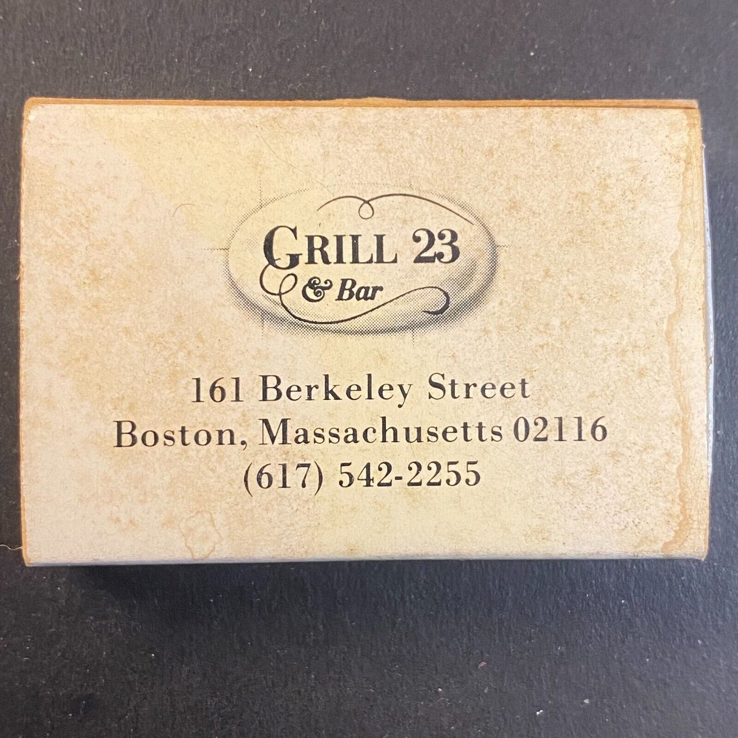 Grill 23 & Bar Restaurant Boston Vintage Matchbox Scarce