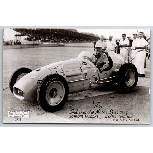 Indianapolis Motor Speedway 1951 Johnnie Parsons RPPC* O'Dell-Shields Postcard