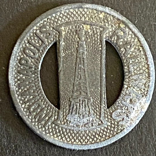 Indianapolis Railways G/F One Fare Zinc Transit Token 16mm