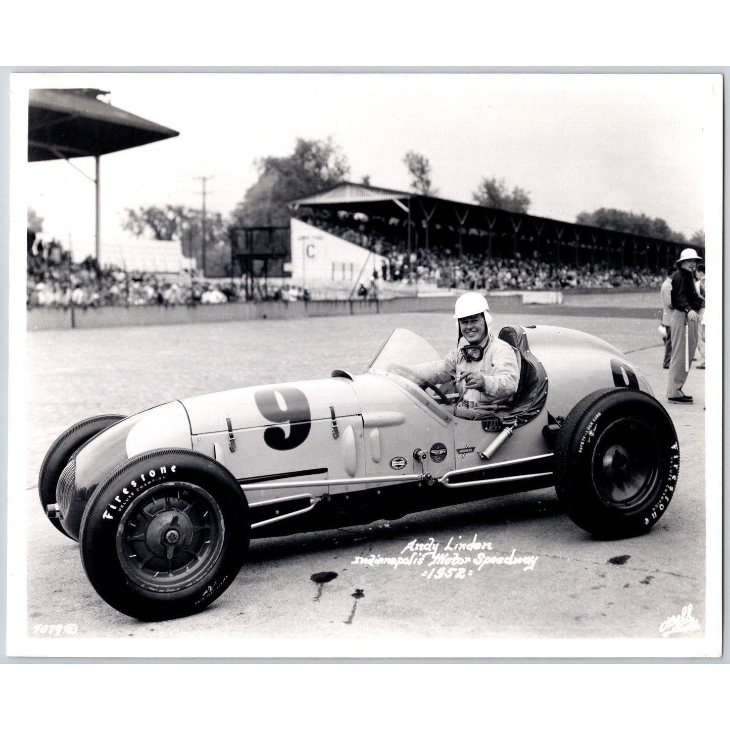 Andy Linden IMS 1952 Auto Racing 8" x 10" Photo VGC Stamped O'Dell-Shields