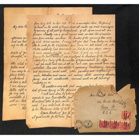 1929 2pp ALS Correspondence to Cousin - Very Unique Legible Hand Writing