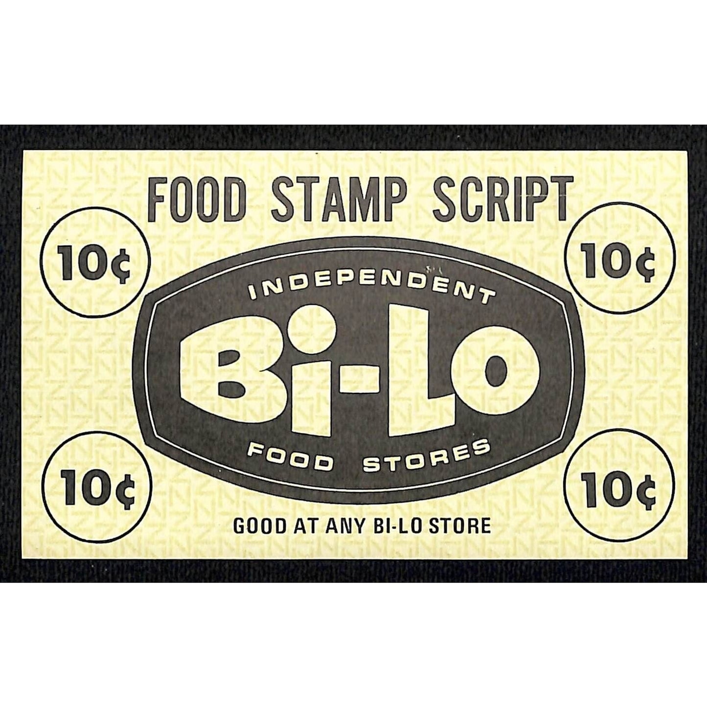 Bi-Lo Food Stores 10c "Food Stamp Script" Coupon c1965-75 VGC