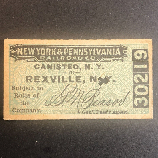 New York & Pennsylvania Railroad July 10 1917 Rexville, NY Ticket #30219
