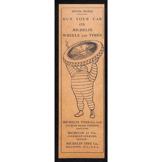 Bibendum w/ Cigar Michelin Tyre Co. London c1915 Tire Wheels and Tyres Bookmark