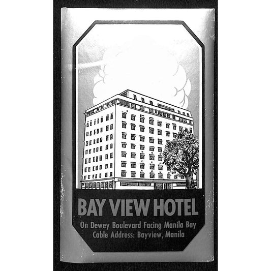 Bay View Hotel Manila / Manila Bay c1955-60's Luggage Label w/ Silver Ink (#1)