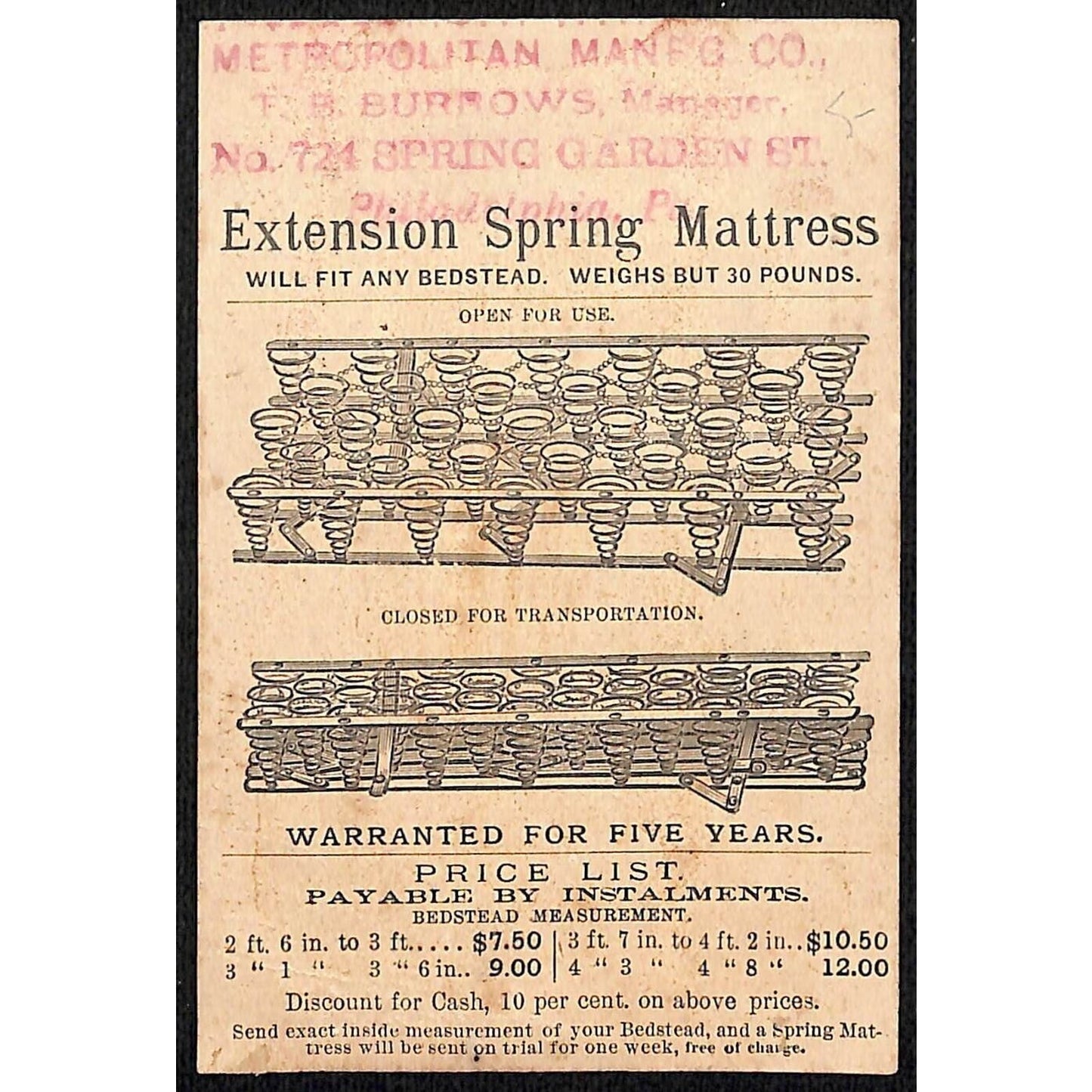 Eclipse Wringer Co / Spring Mattress Victorian Trade Card No Look Cupid Shooting