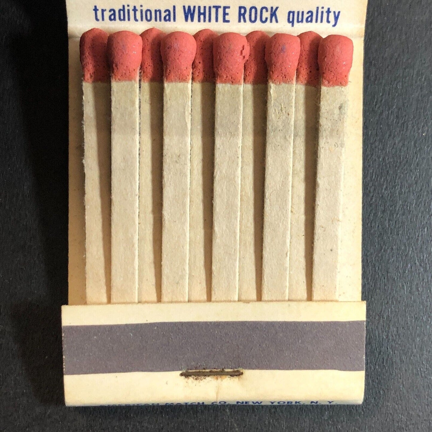 White Rock Sparkling Beverages Low Calorie Full Matchbook c1950's-60's VGC