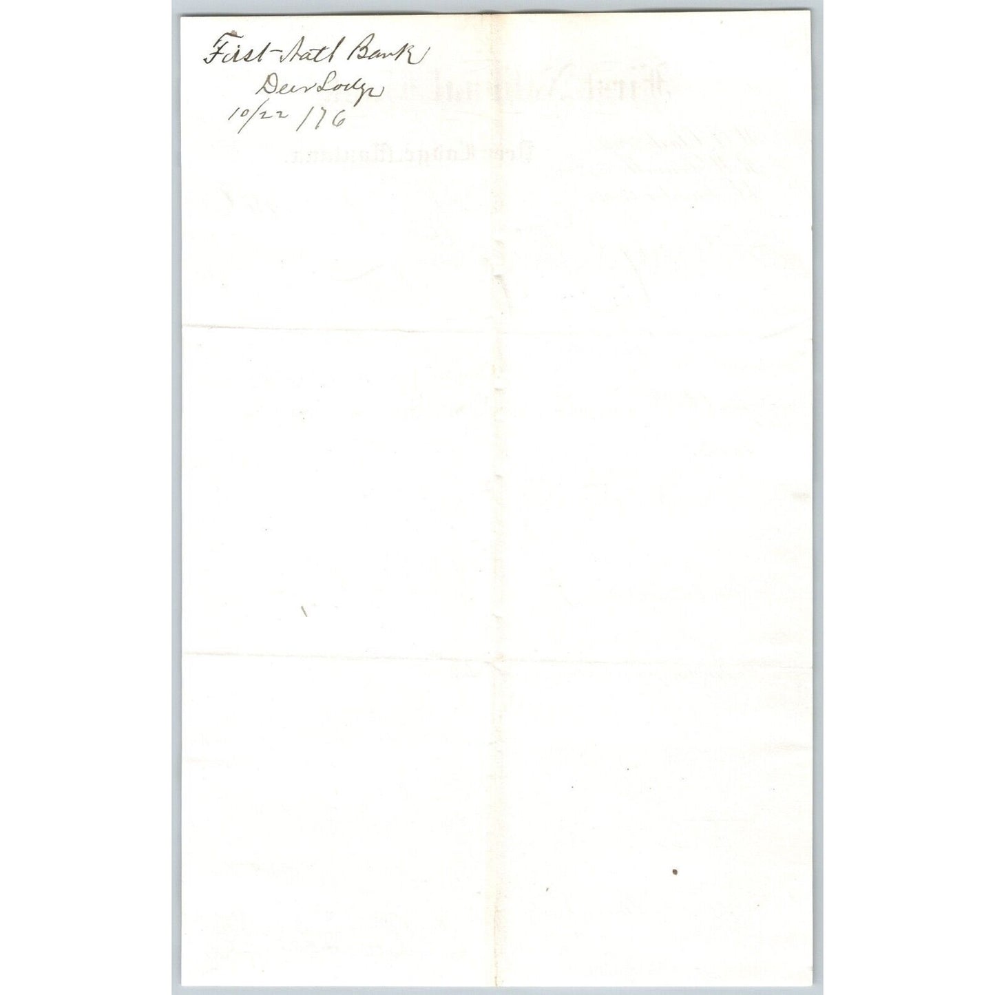 First National Bank Deer Lodge, MT 10/19 1876 Payment Advice Henry Elling*