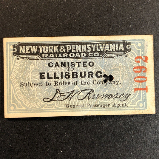 New York & Pennsylvania Railroad July 14 1917 Ellisburg Ticket #1092