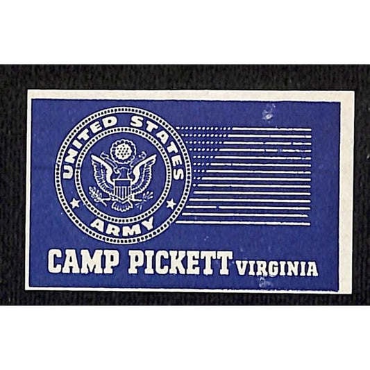 Camp Pickett Virginia WWII Matchbox Label Cut* VGC U.S. Seal