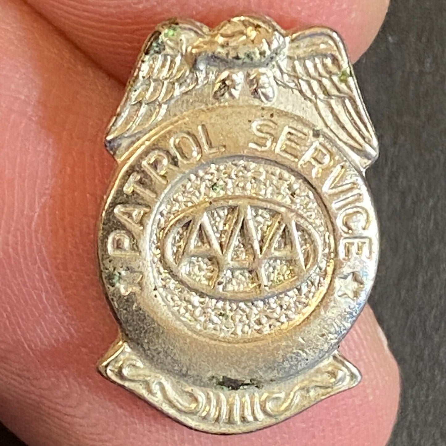 AAA Patrol Service Silver Colored Award Lapel Pin c1950's 17mm