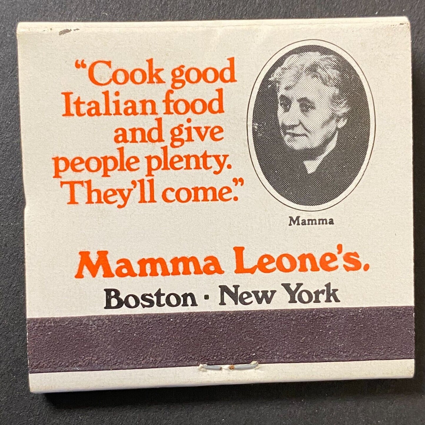 Mamma Leone's Restaurant NY Boston Full Matchbook c1974 VGC