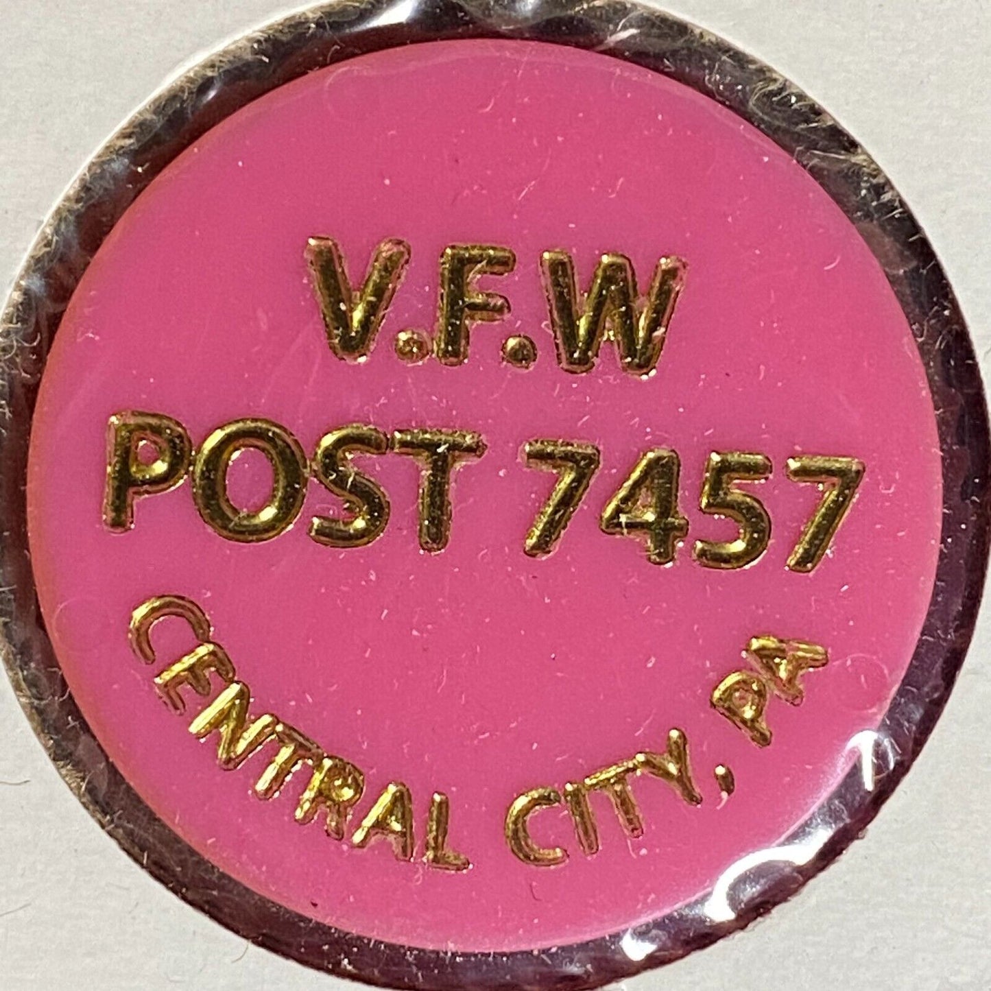 Central City, PA V.F.W. Post 7457 Plastic Drink Token G/F Happy Hour