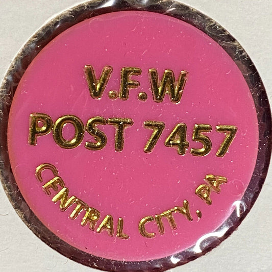 Central City, PA V.F.W. Post 7457 Plastic Drink Token G/F Happy Hour