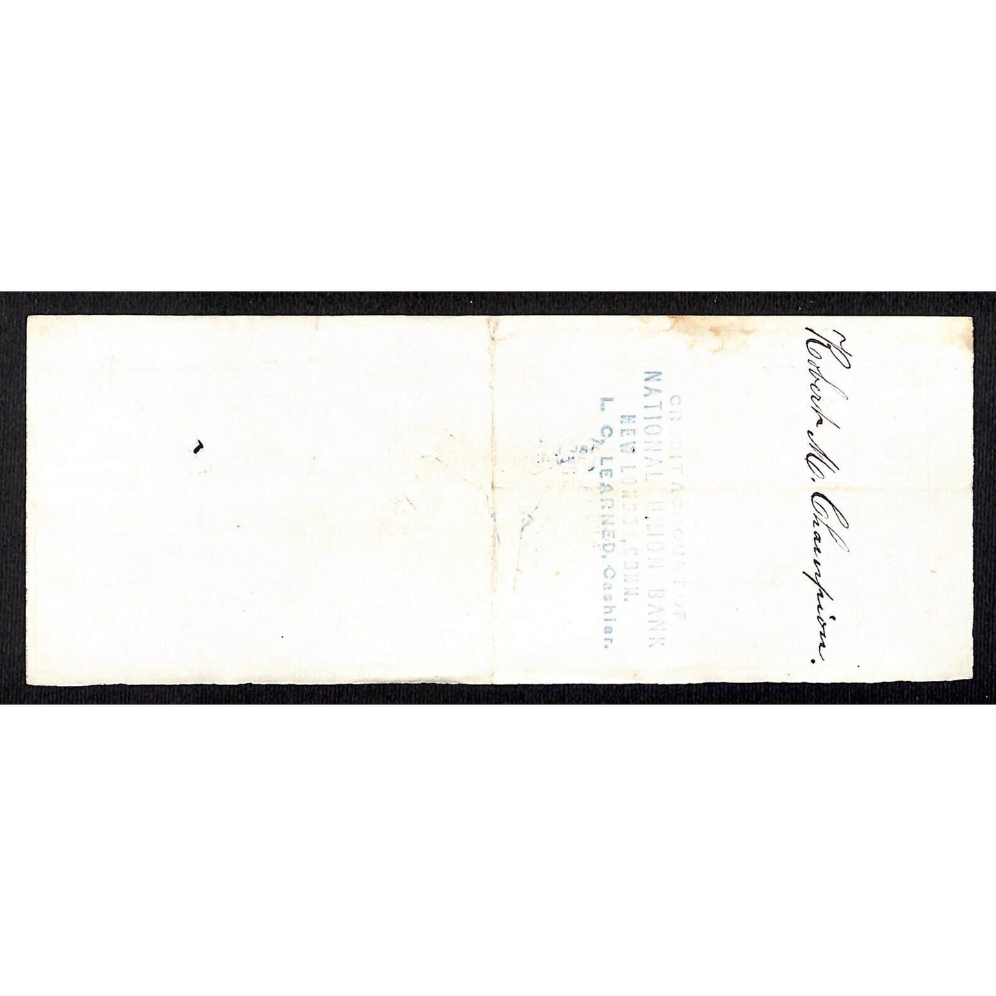 James A. Bill* 1875 Thames National Bank Lyme CT on Rev Stamp Check Stock (#19)