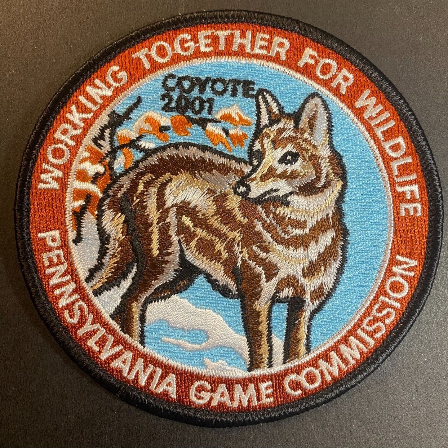 PA Game Commission Coyote 2001 Wildlife Embroidered Patch 4" NOS VGC