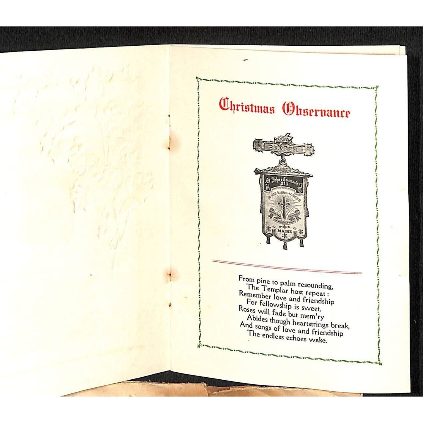 Bangor, ME St. John Commandery Christmas Observance Booklet 1911 Knowlton*