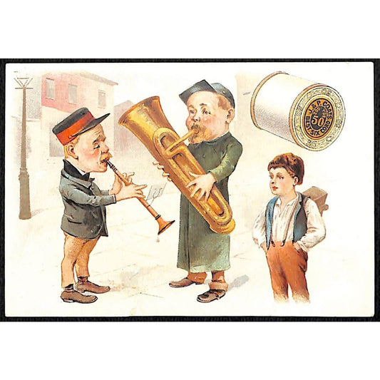 J & P Coats Thread Victorian Trade Card 1890 Calendar Wind Instrument Players