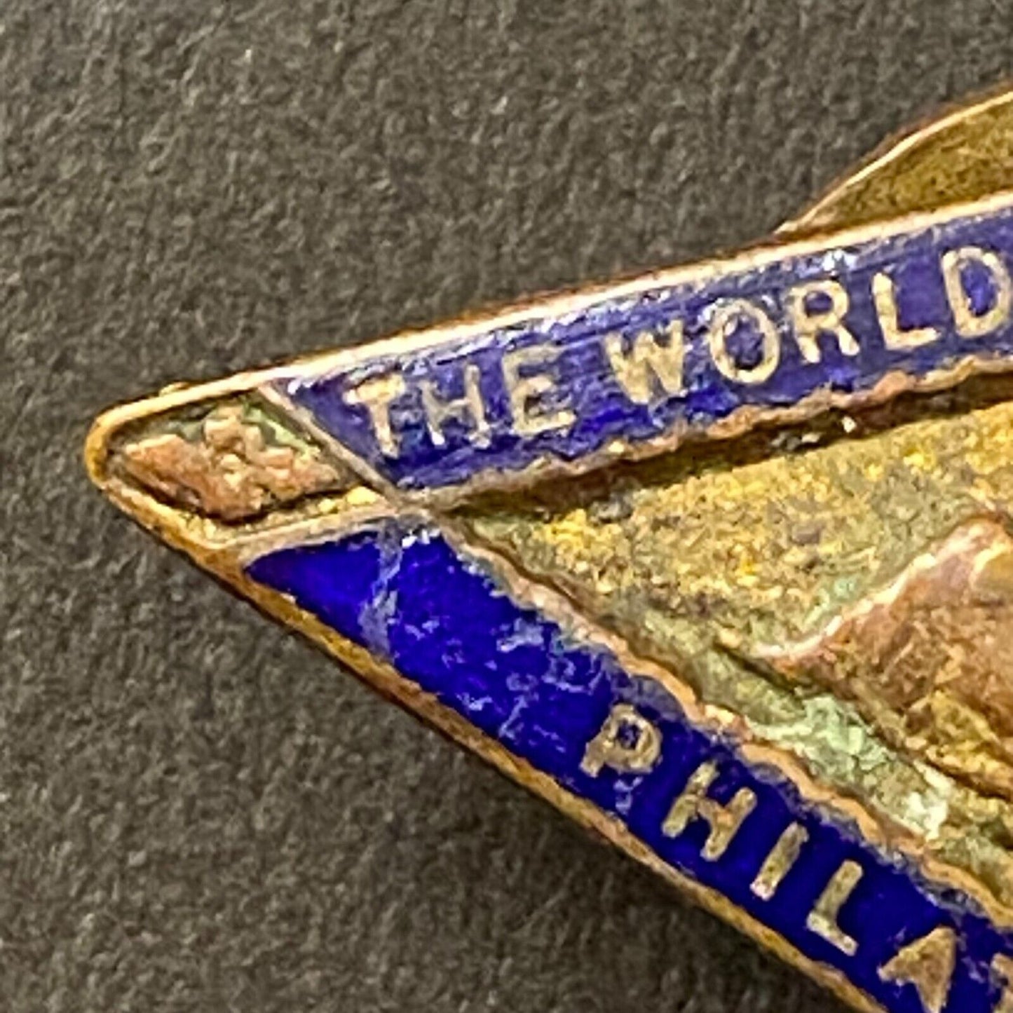 "The Worldwide Emblem of Philately Color Enameled Lapel Pin 26mm Scarce