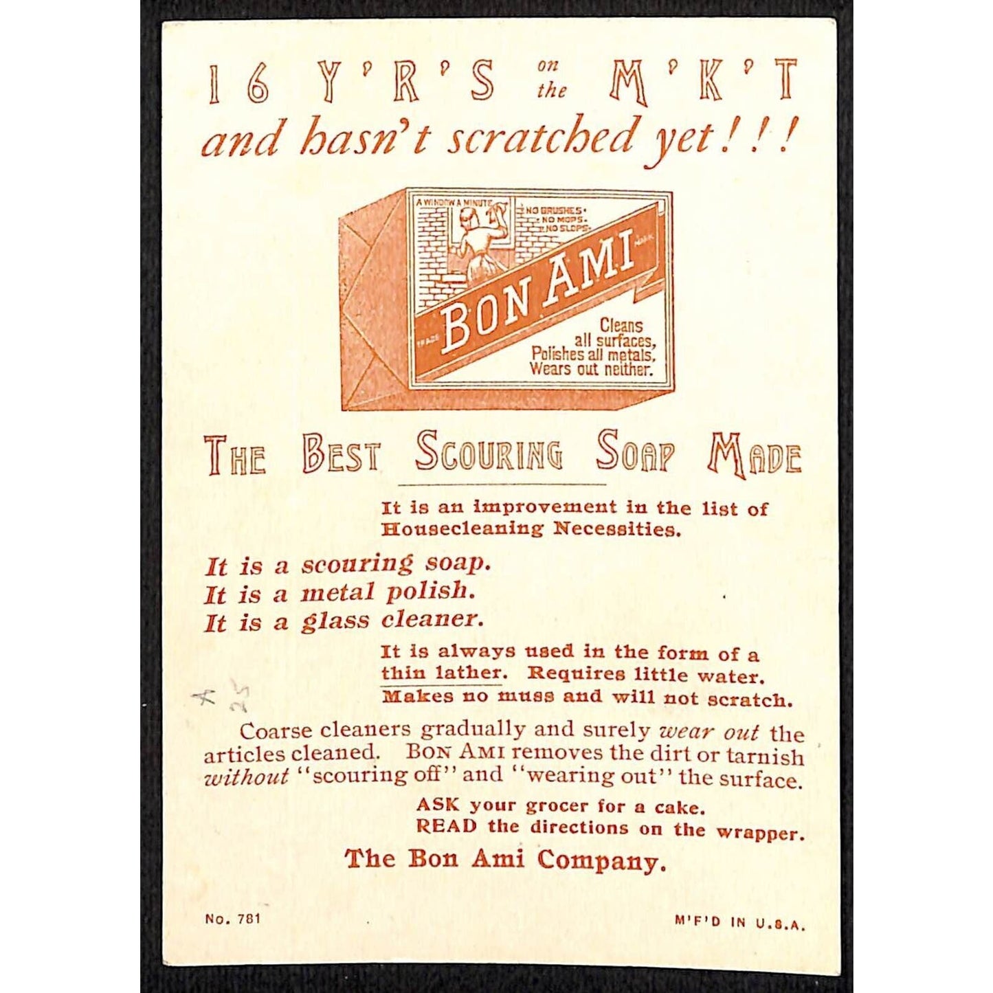 Bon Ami "and Hasn't Scratched Yet" 1902 Trade Card w/ Many Baby Chicks