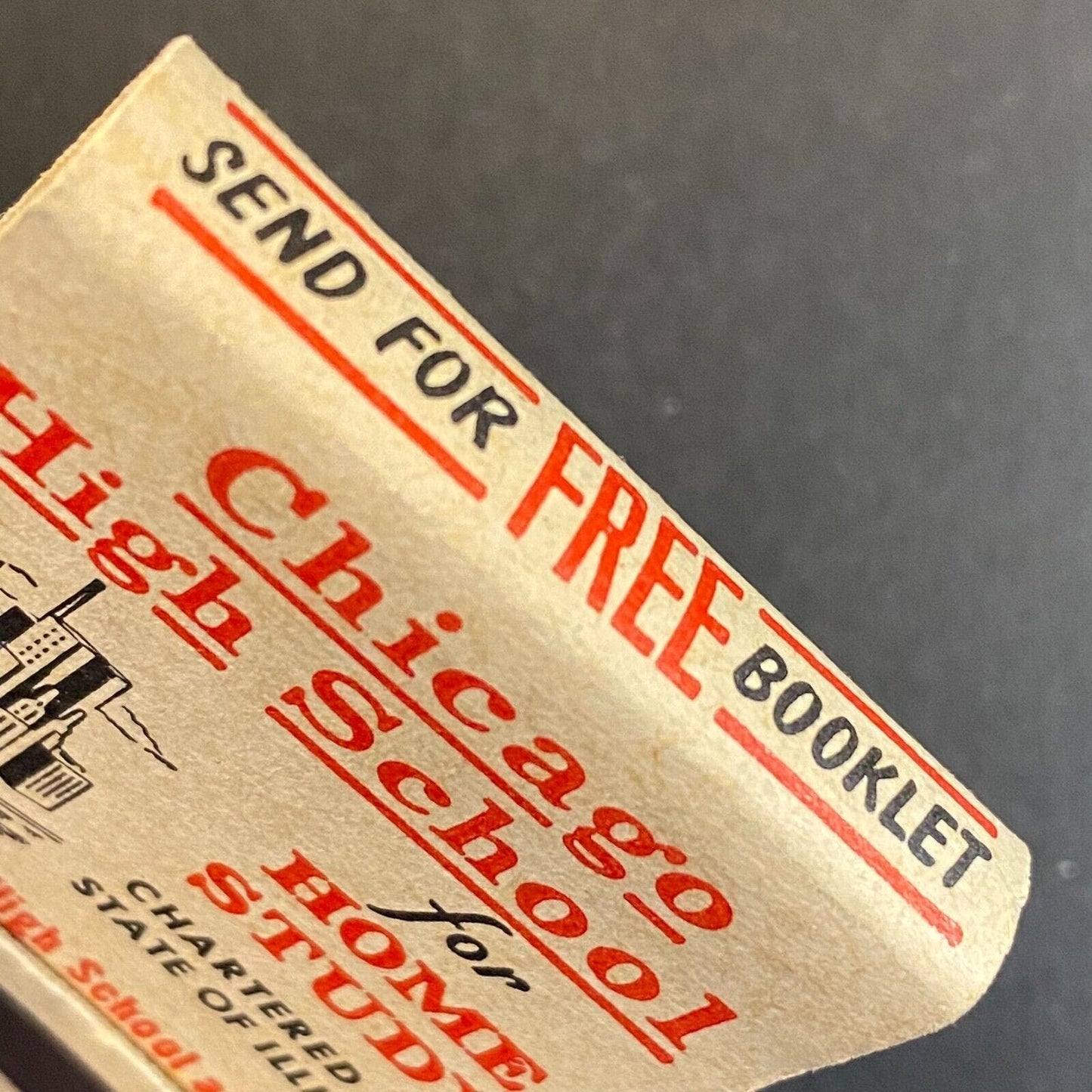 Chicago High School for Home Study Mail Order Course c1955-65 Full Matchbook