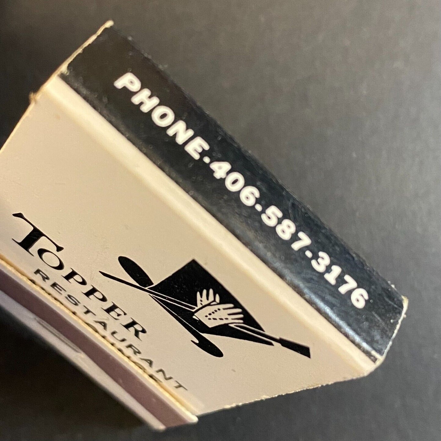 Bozeman, MT Topper Restaurant / Rambler Motel Full Matchbook c1965-73 Top Hat