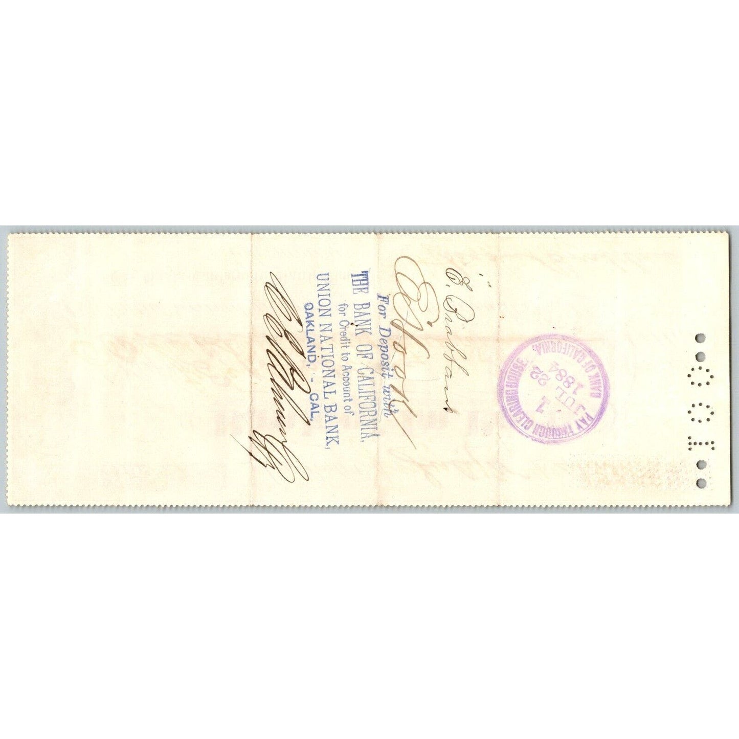 Bank of La Porte Check Mrs. E. Brabban* 1884 Mining Vignette #12628