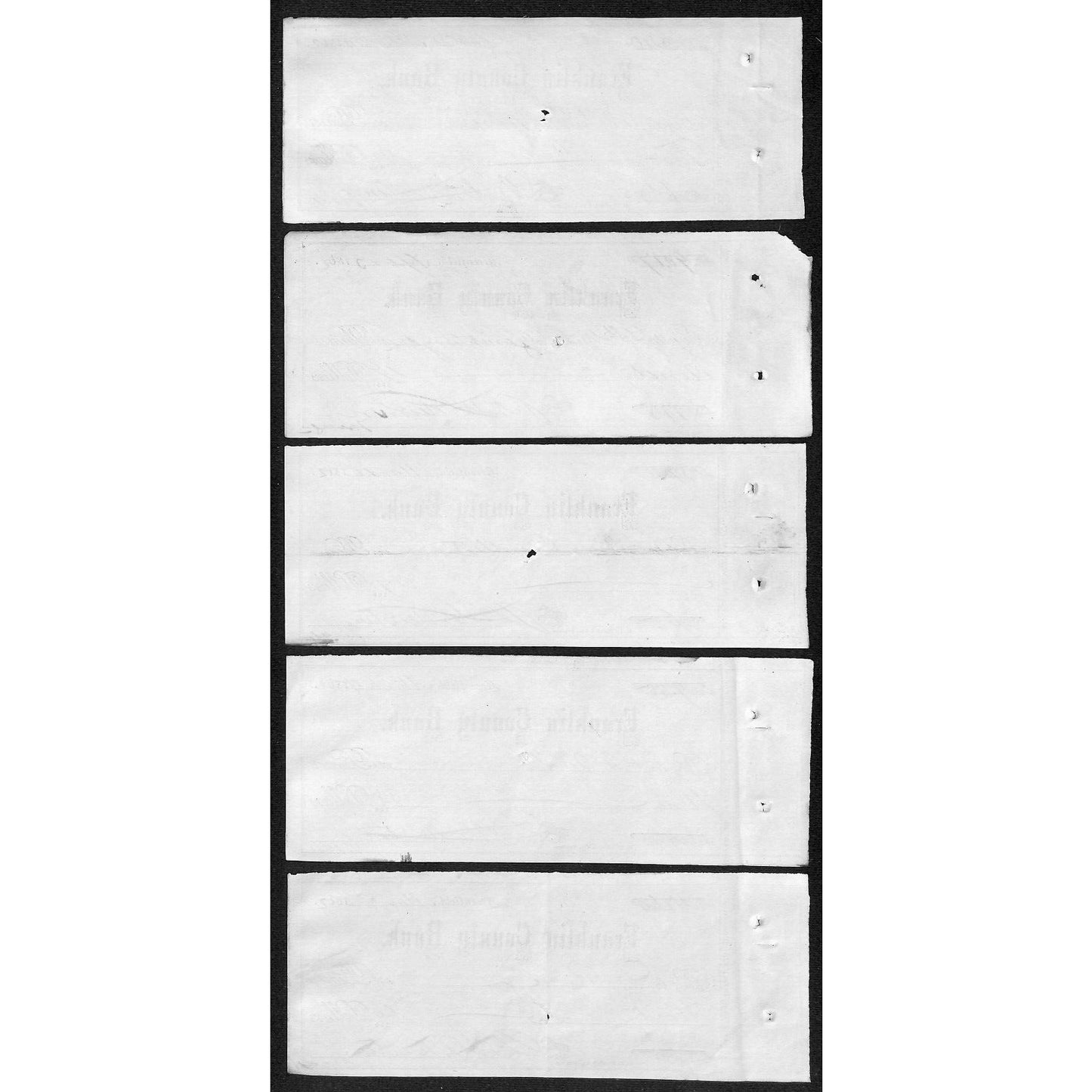 Franklin County Bank Greenfield, MA 1862 Group of 10 Bank Checks D.H. Newton