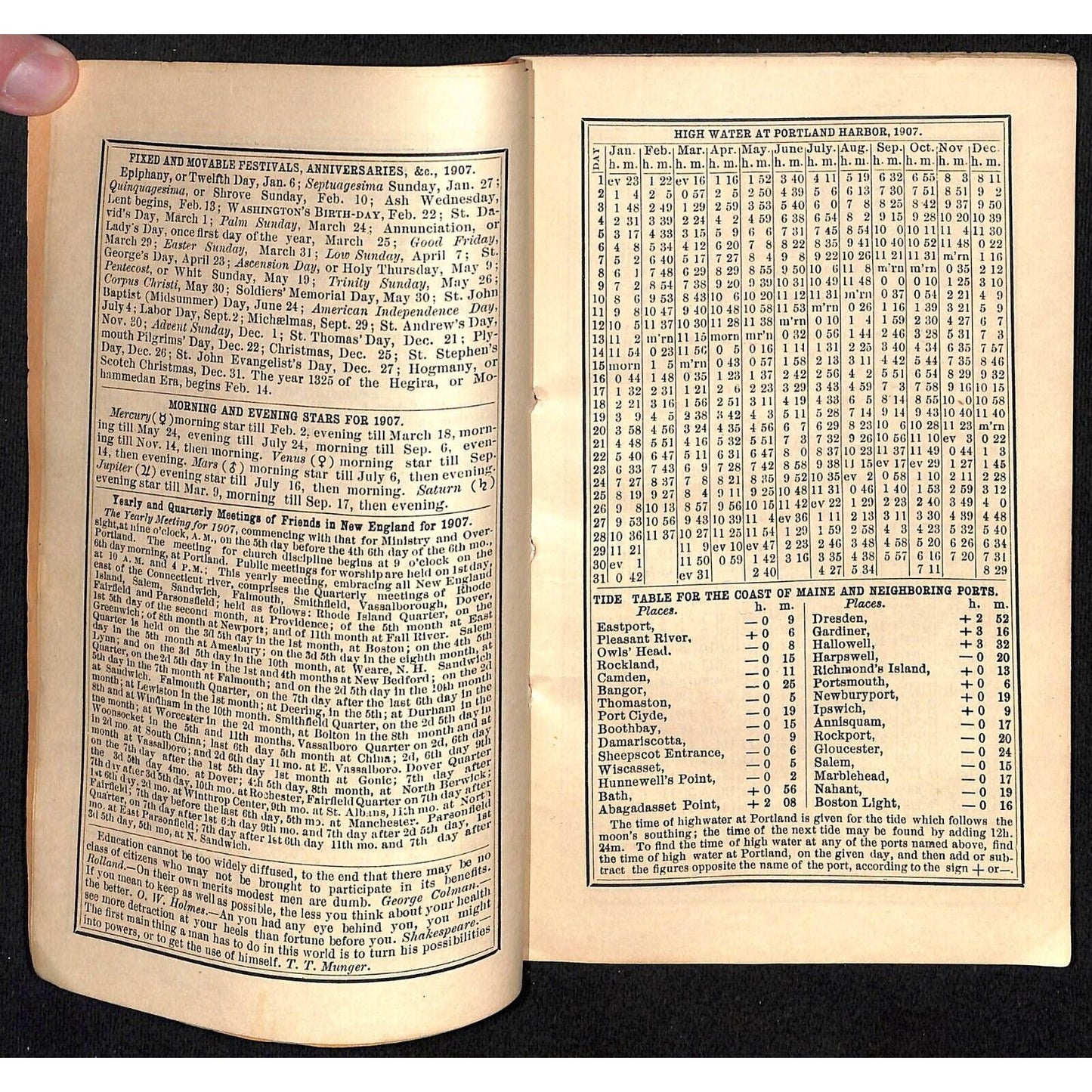 1907 Maine's Farmers Almanac Daniel Robinson Charles E Nash Augusta 48pp* Scarce