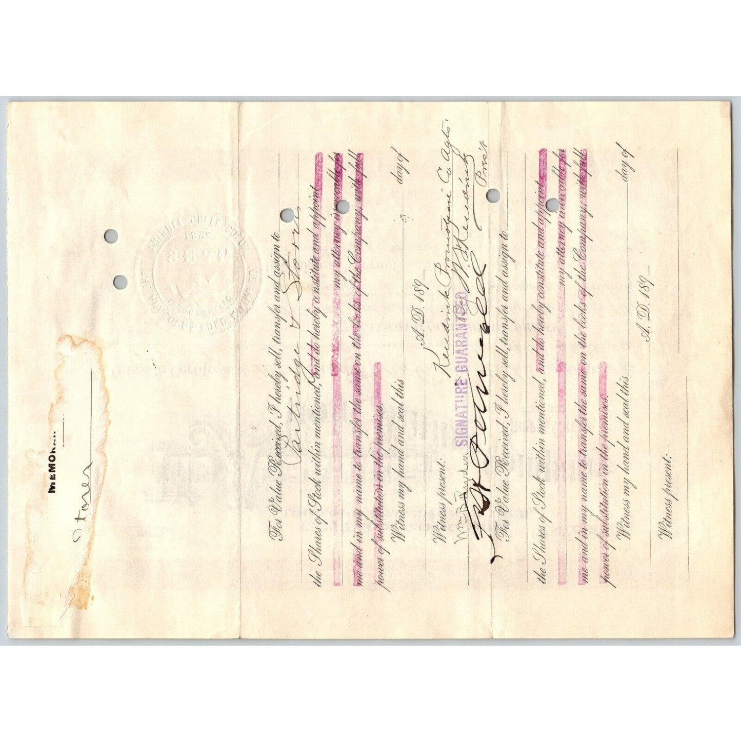 Anaconda Gold Mining Company 1899 Stock Certificate Cripple Creek District #7660