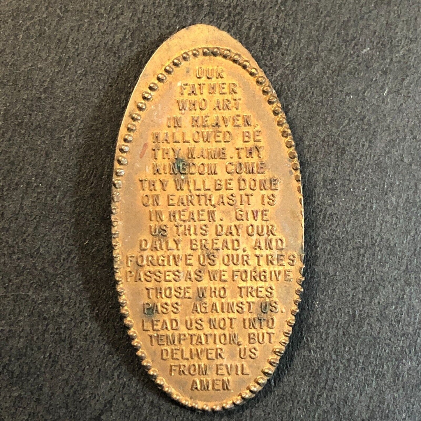 "Our Father Who Art in Heaven" Vintage Elongated Penny 19mm x 39mm