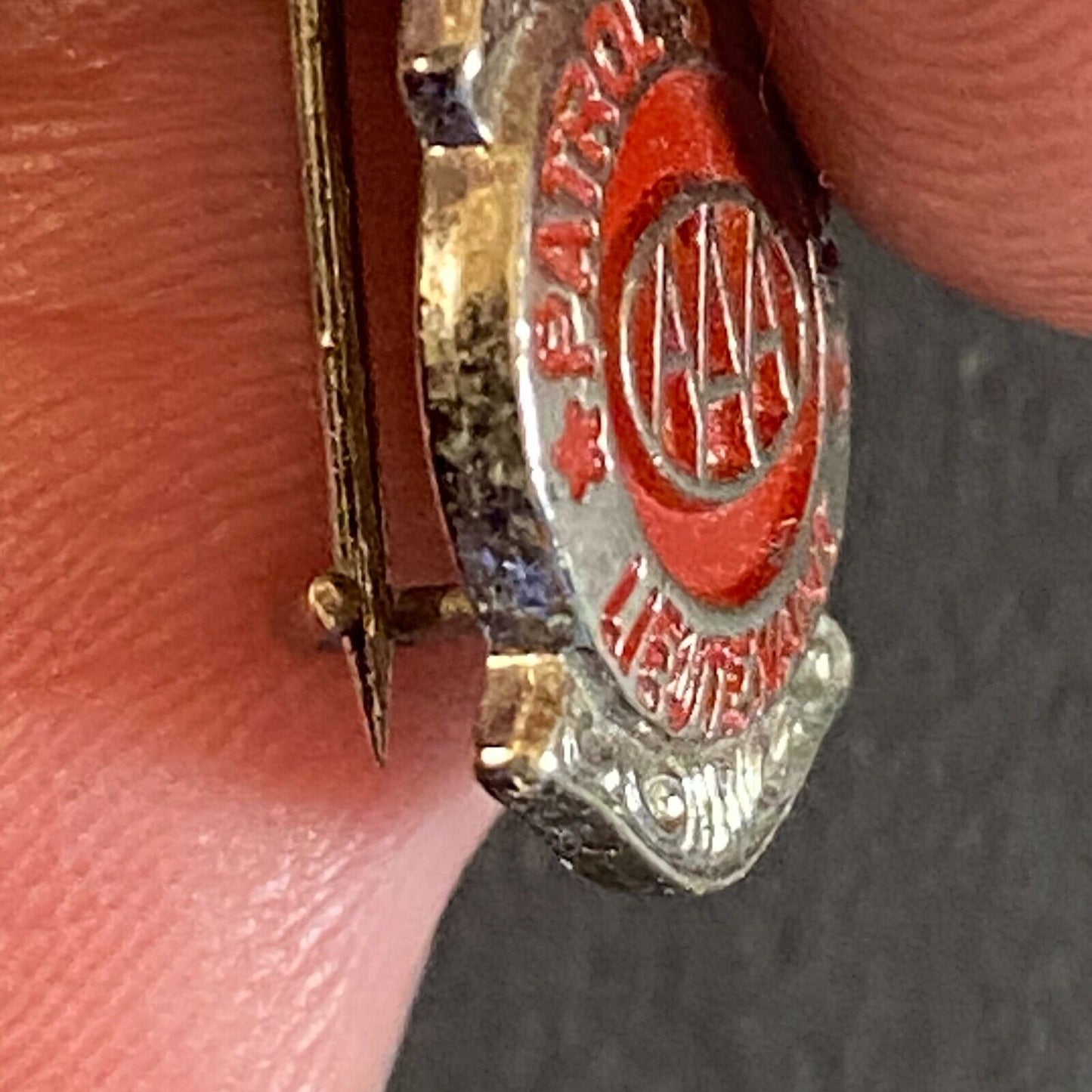 AAA Patrol Service Lieutenant Enameled Award Lapel Pin c1950's 18mm