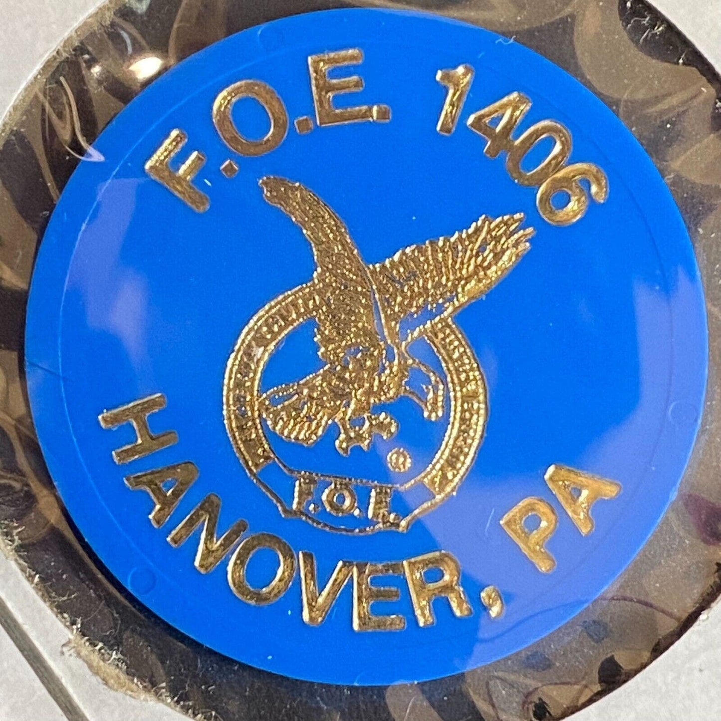 Hanover, PA F.O.E. 1406 c1970's-80's Plastic "Good For One Beer" Token Blue