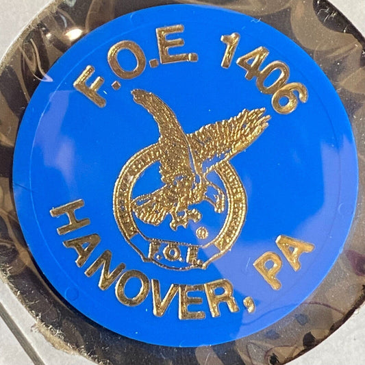 Hanover, PA F.O.E. 1406 c1970's-80's Plastic "Good For One Beer" Token Blue