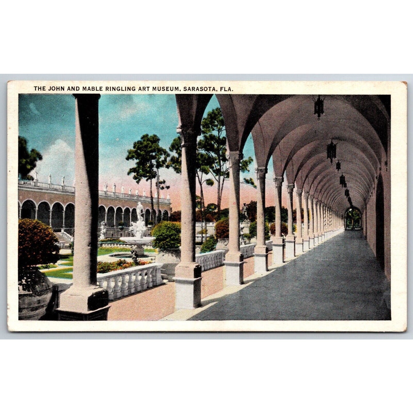 The John and Mable Ringing Art Museum Sarasota Circus Postcard c1935