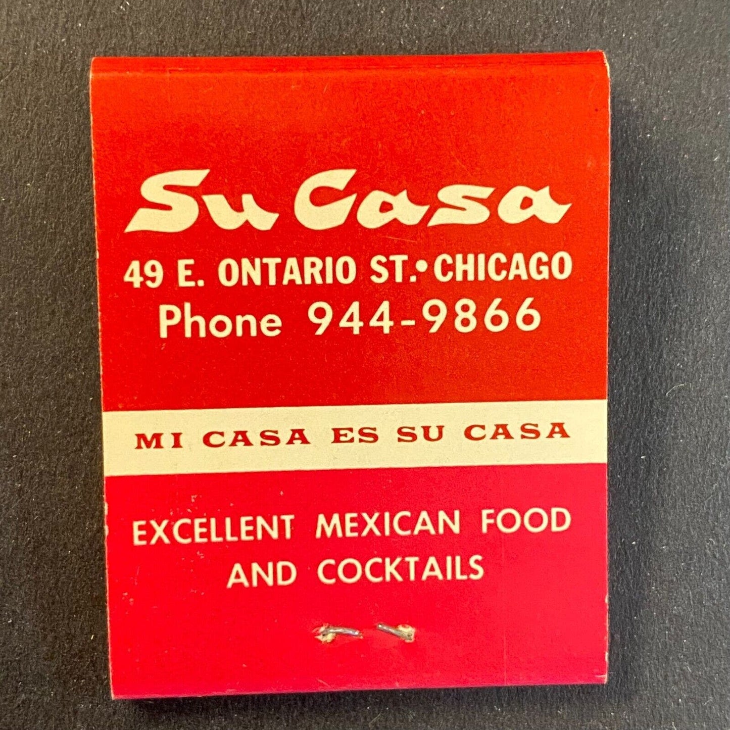 Su Casa Restaurant Chicago c1960's-73 Full Matchbook VGC
