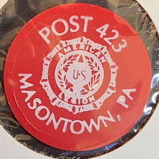 Masontown, PA American Legion Post 423 c1980's Plastic Token "G/F One Shot"