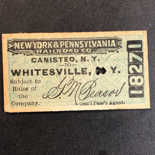 New York & Pennsylvania Railroad July 21 1917 Whitesville, NY Ticket #18271