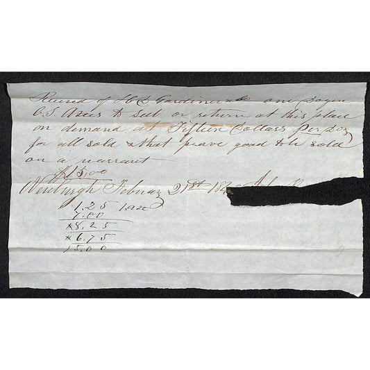 c1840's-50's Jabez Knowlton* Newburgh, ME General Store Receipt for $15