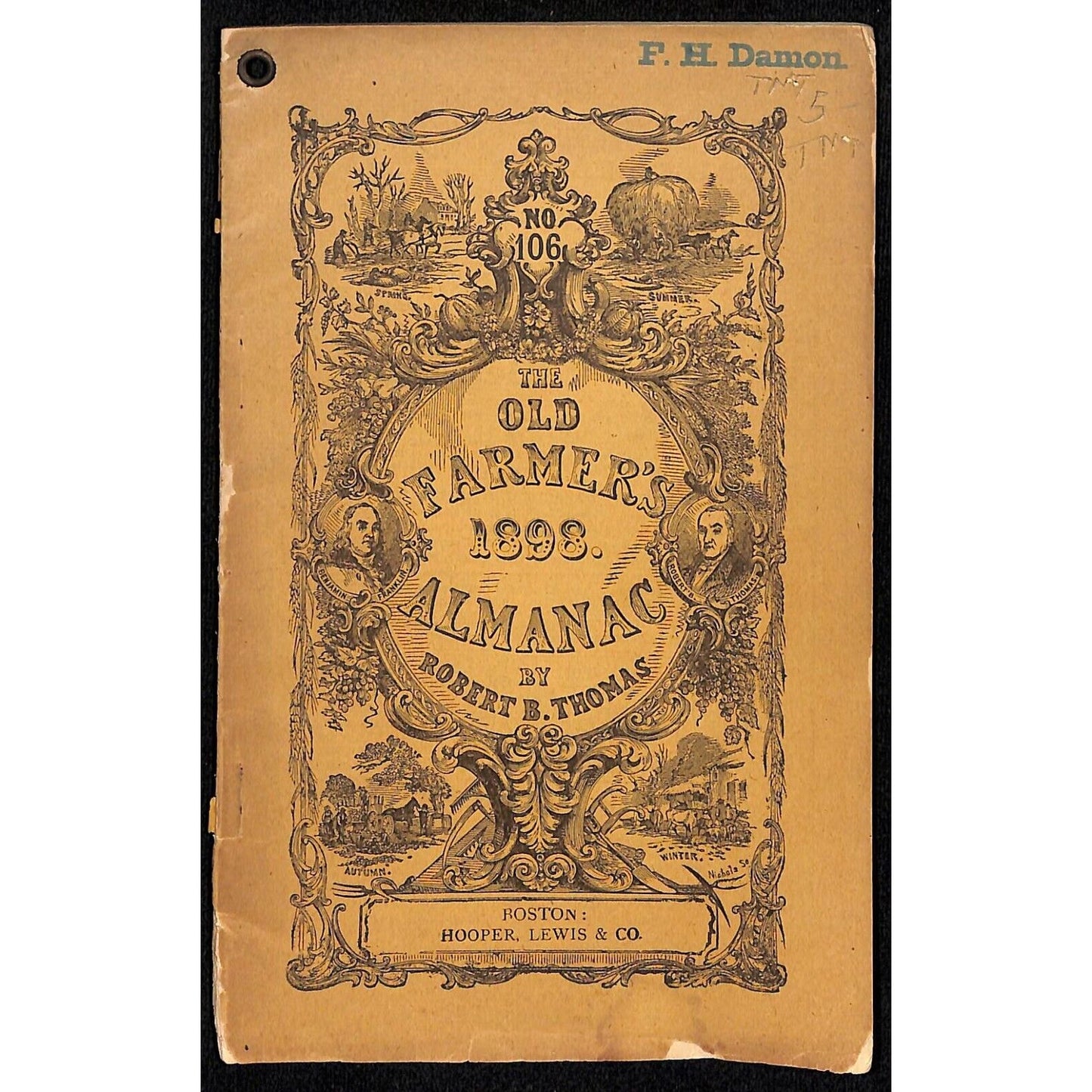 1898 Old Farmer's Almanac 48pp* w/ Early Coca Cola "Brain and Nerve Drink" Ad
