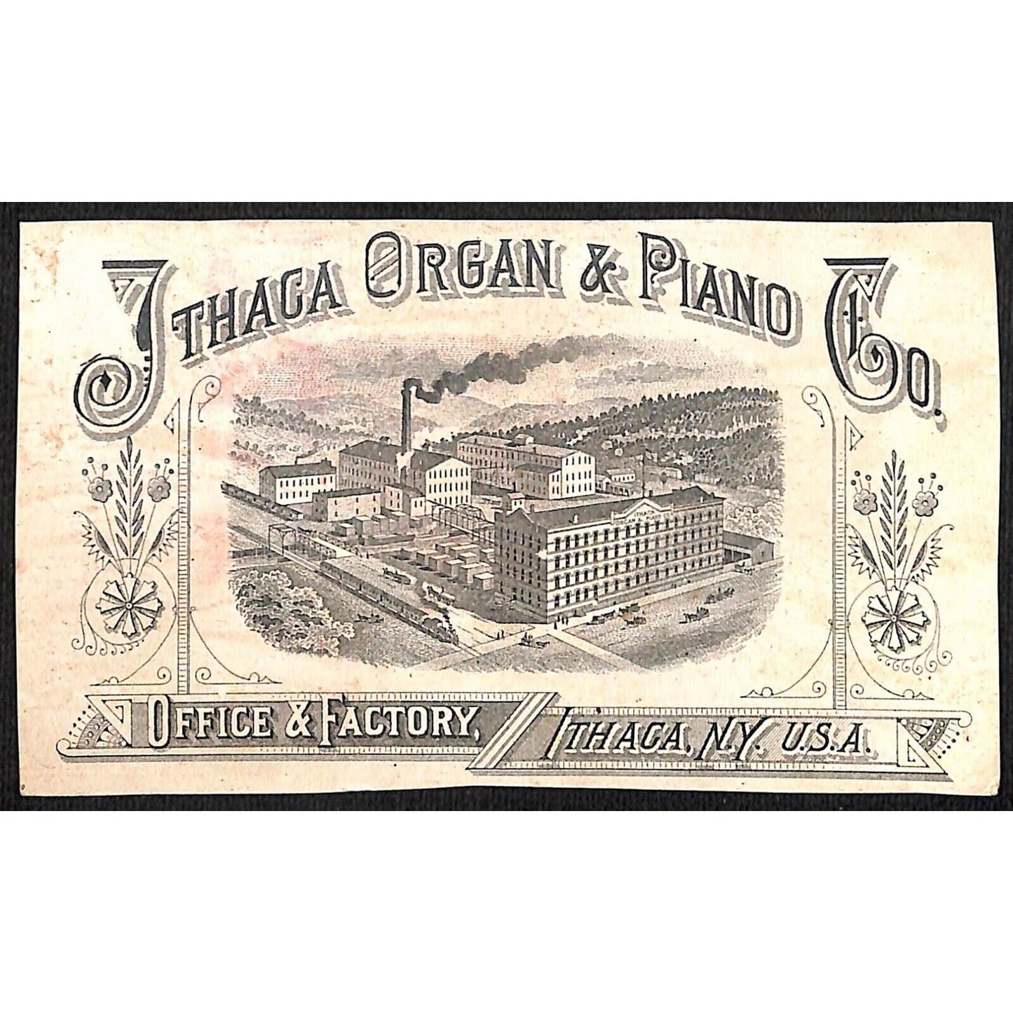 Bailey's Music Rooms Burlington, VT Ithaca Organ & Piano Victorian Trade Card