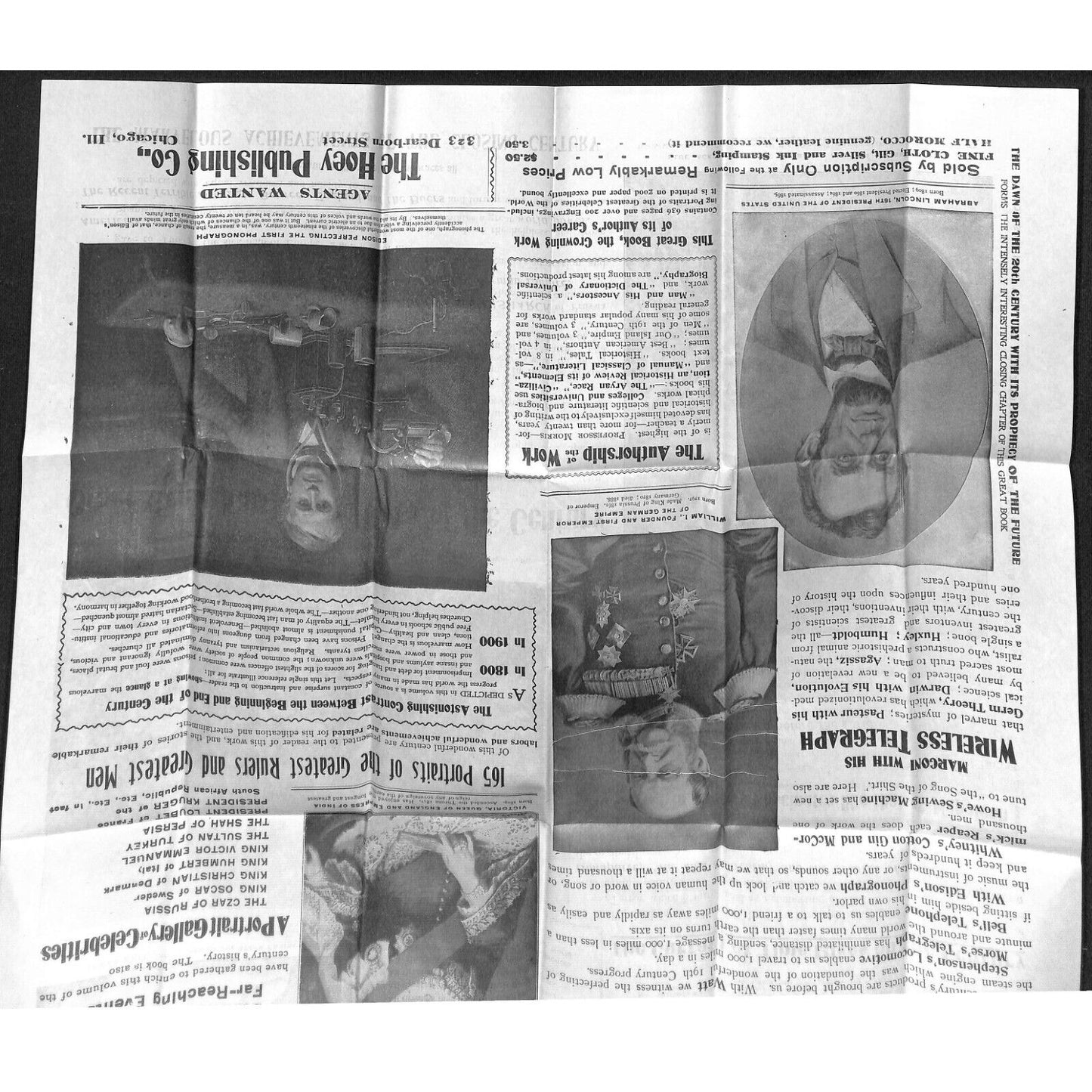 1900 Hoey Publishing Chicago "History of the World One Hundred Years" Sheet ++