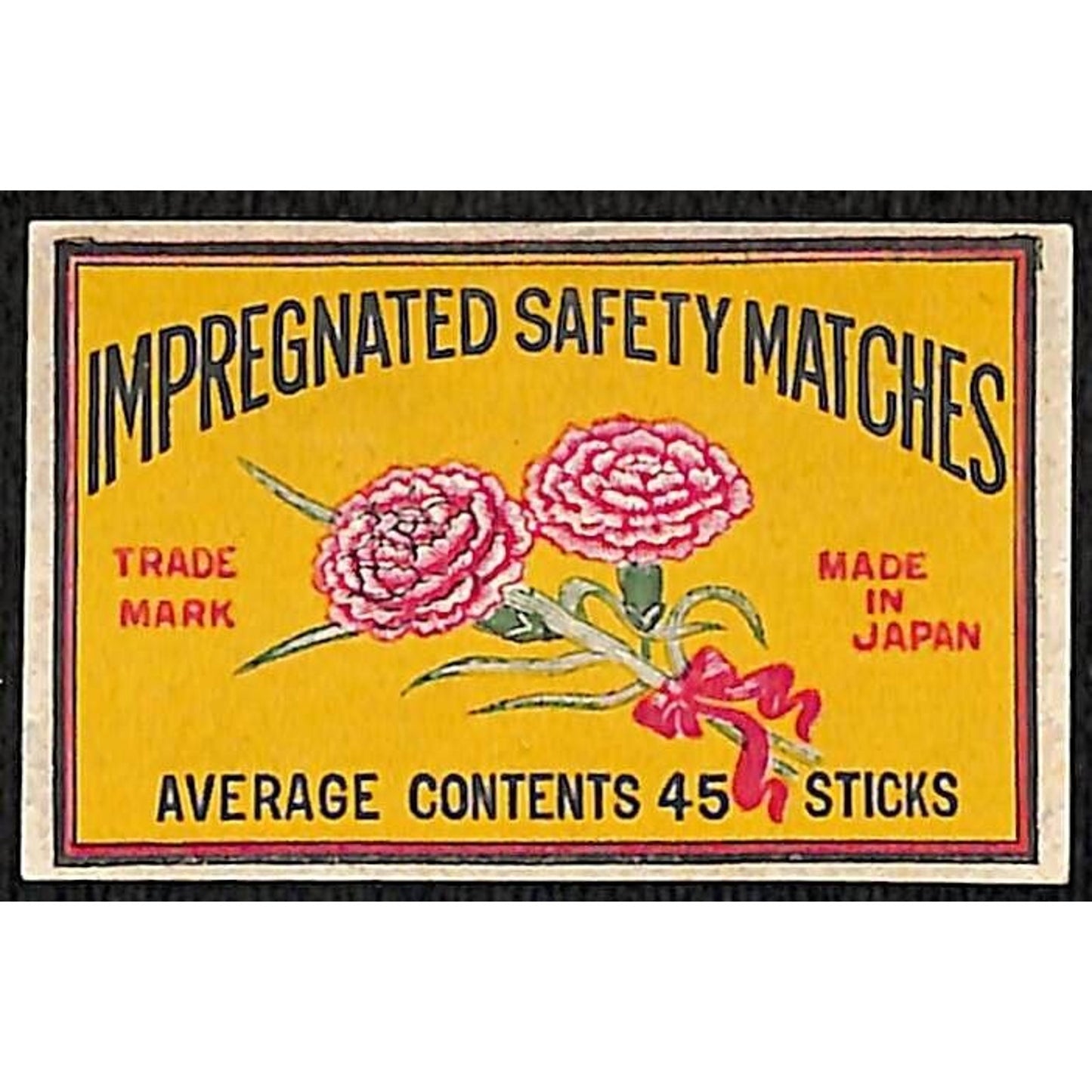 2 Flowers Made in Japan c1900-1920's Matchbox Label VGC