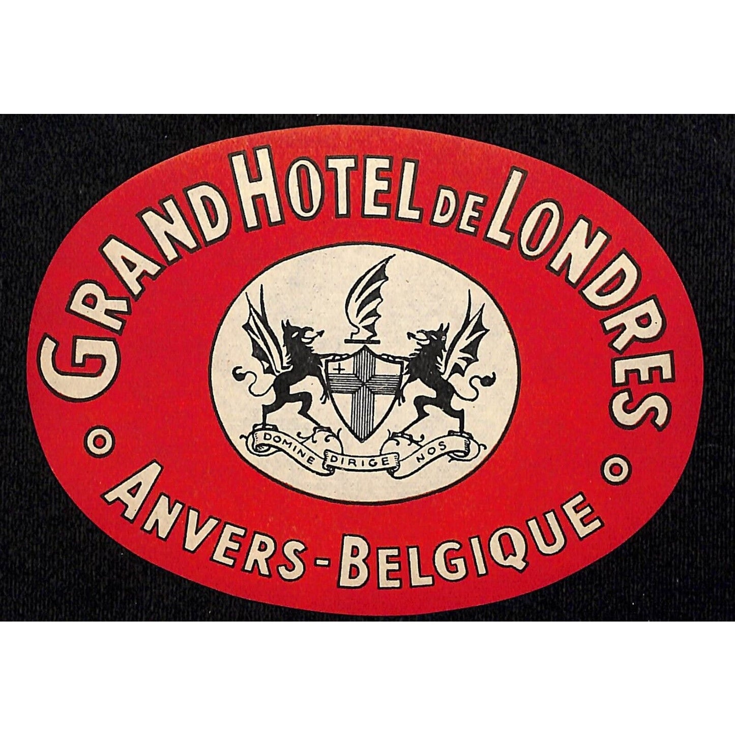 Grand Hôtel de Londres Antwerp c1920's-33 Luggage Label 3.75" x 5.25" VGC