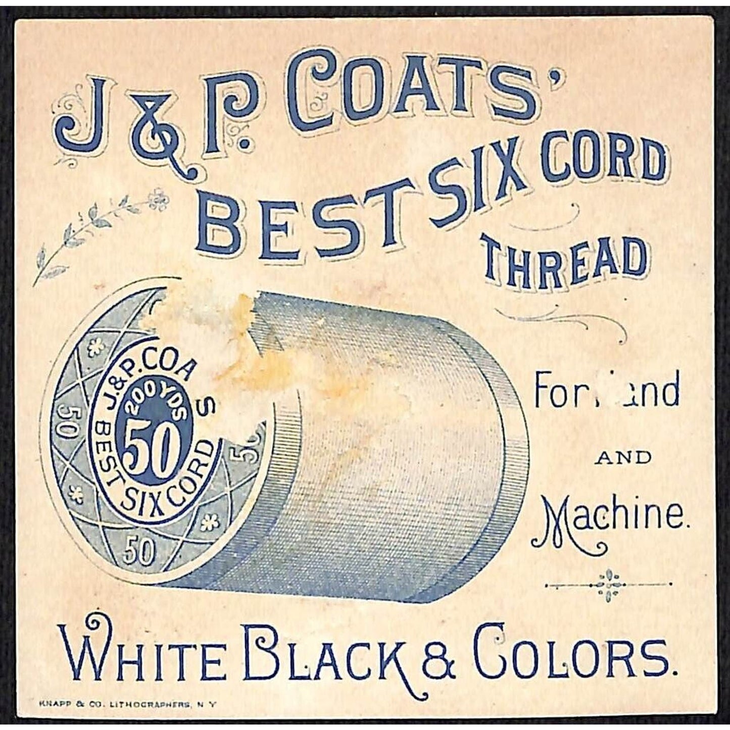 J&P Coats Thread Victorian Trade Card Unhappy Baby Playing with Product
